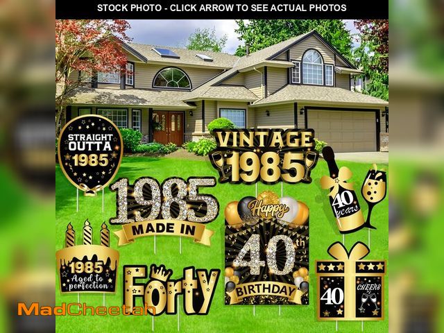Lot 74-12977797 - Singult 40th Birthday Yard Signs, Black Gold 8pcs Outdoor Lawn 40th Birthday Decorations for Men &am...