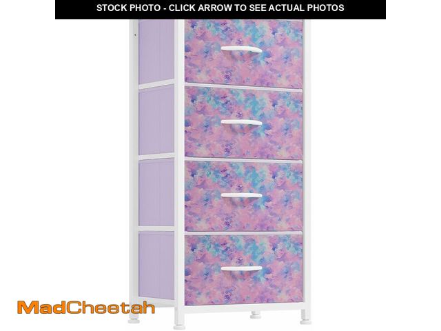 Lot 74-13331384 - DWVO Dresser with 4 Drawers - Storage Tower Unit, Dresser for Bedroom, Living Room, Closets - Sturdy...
