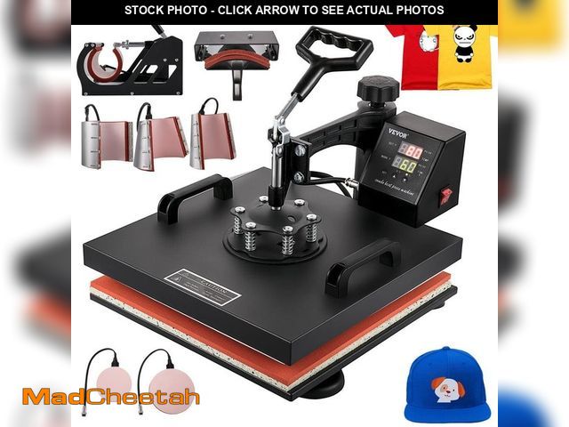Lot 74-12664004 - VEVOR 15 in. L x 15 in. W Heat Press Machine 8 in 1 Dual LED Display 360ÃâÃÂ° Rotation Swing Awa...