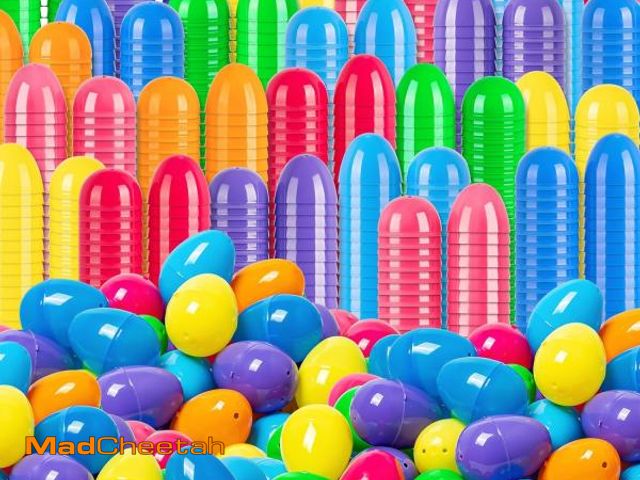 Lot 74-12044637 - V-Opitos 1000 Pack Easter Plastic Eggs, Bulk 2.4'' Empty Easter Eggs in 8 Colors, Hinged Fillable Eg...