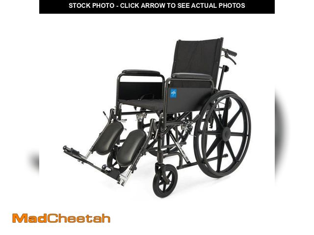 Lot 74-12316087 - Medline Reclining Wheelchair, 18", with Elevating Leg Rests, Durable Vinyl, 300 lb. Weight Limit, Re...