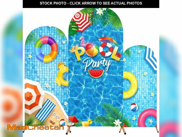 Lot 74-14053650 - Tingjoo 3 Pcs Pool Party Arch Backdrop Stand Cover Spandex Fitted Hawaiian Theme Arch Cover 4ft, 5ft...