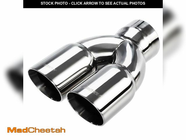 Lot 74-13631317 - Upower Dual Exhaust Tip 3 Inch Inlet 3" outlet 9.5" Long Tail Pipe Double Wall Polished 304 Stainles...