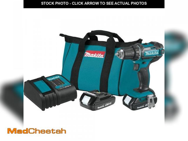 Lot 74-12517233 - (MISSING BATTERIES) Makita 1.5 Ah 18V LXT Lithium-Ion Compact Cordless 1/2 in. Variable Speed Driver...