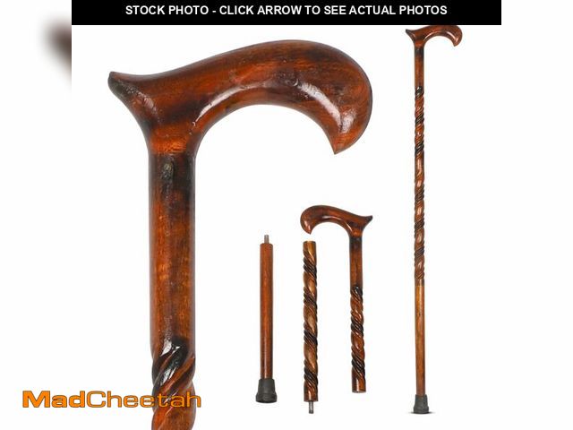 Lot 74-14210528 - KSJONE Wooden Canes for Men, 3 Foldable Wood Cane, Canes for Women, Unique Walking Stick, Ergonomic ...