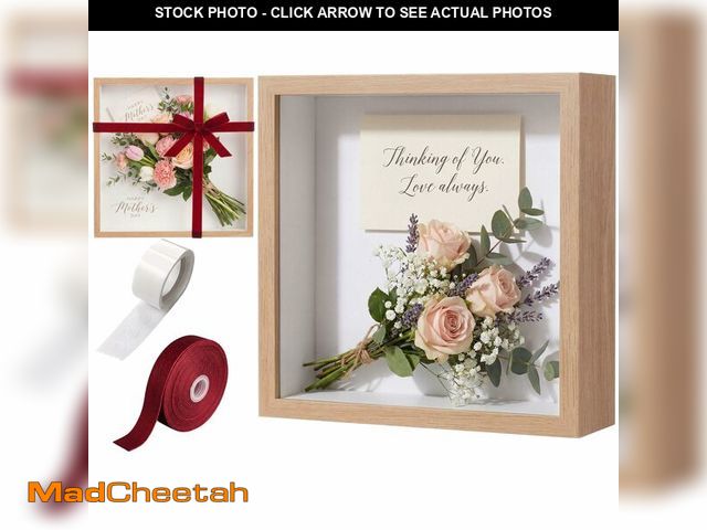 Lot 74-14378797 - BrightRow 12"x12" Wedding Shadow Box Frame Flower Display Case Kit, DIY Wood Color Picture Gift Box ...