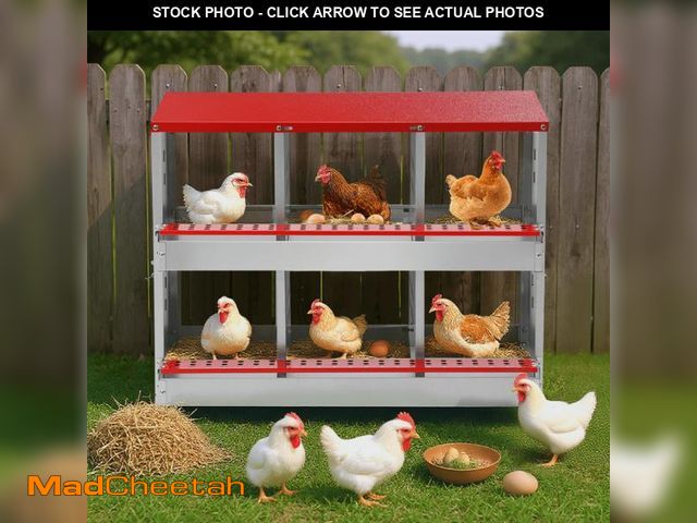 Lot 74-14607894 - Chicken Nesting Boxes, DOMIPET 6 Compartments Metal Chicken Laying Box with Roll Out Egg Collection ...