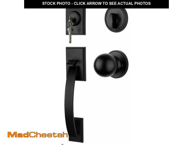 Lot 74-12712396 - goldenwarm Front Door Handle and Deadbolt Set, Black Front Door Lock Set with Reversible Knob Handle...