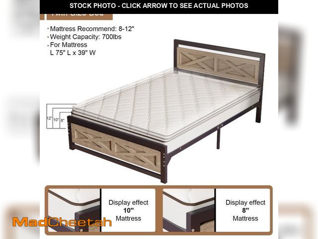 Lot 74-12480384 - Behost Platform Bed Frame With Headboard Twin Size Bed - UNUSED