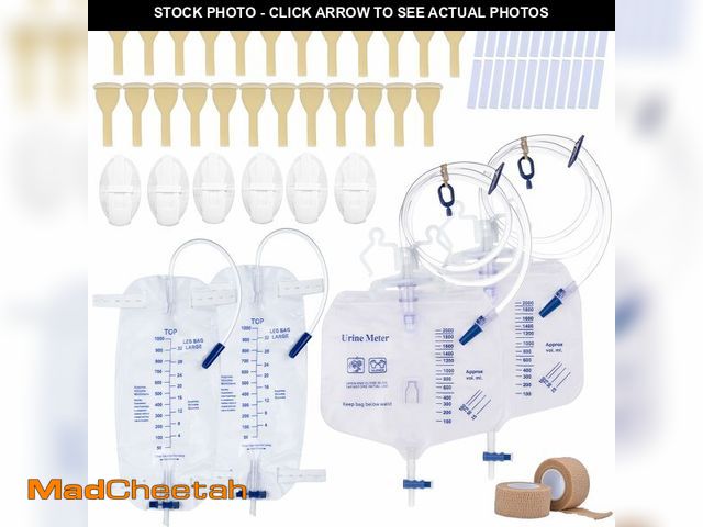 Lot 74-12711687 - External Condom Catheter for Incontinence for Elderly Men,24pcs 30mm Soft Latex Sets,2 pcs 1000ml Le...