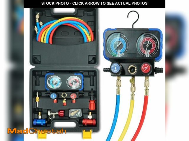 Lot 74-12710301 - CALPOSE R1234yf AC Gauge, 3 Way AC Manifold Gauge Set for R1234yf Refrigerant, Refrigerant Gauges wi...