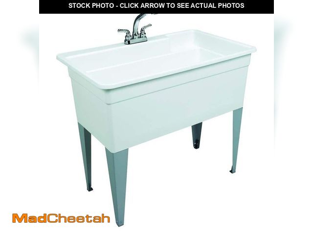 Lot 74-13046483 - BigTub Utilatub Combo 40 in. x 24 in. 33 in. Polypropylene Floor Mount Utility Tub with Pull-Out Fau...