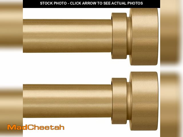 Lot 74-13953444 - PORTRES Modern Gold Curtain Rods set of 2 for Windows 66 to 120 Inches Adjustable Length 1" Diameter...