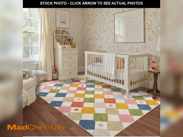 Lot 74-14210076 - jinchan Macy 5x7 Area Rug for Kids Room Modern Colorful Nursery Rug Checkered Diamond Play Mat Washa...