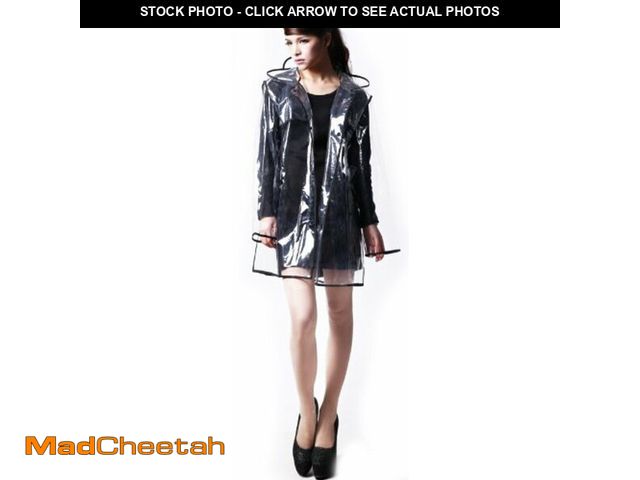 Lot 74-14265782 - City Block Bearcat Transparent with Colorful Edge Fashion girls Raincoat (Black(Short Style)) - UNUS...