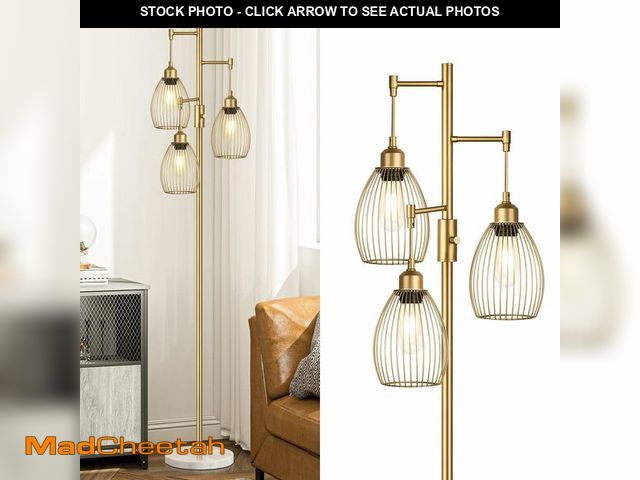 Lot 74-14214428 - Torondo Dimmable Floor Lamps for Living Room, Industrial Standing Lamp with Marble Base, Gold Tree T...