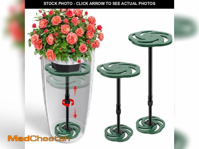 Lot 74-14331371 - Axcoix 2 Pack Adjustable Height Plant Risers for Inside Pots, 17.5-32" Plastic Planter Inserts for L...