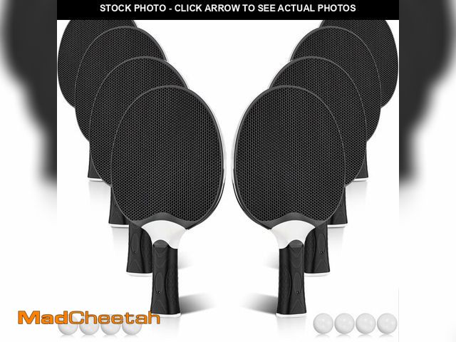 Lot 74-13716305 - Junkin 8 Pieces Table Tennis Paddles Kit Professional Rackets Set Portable Composite Rubber Table Te...