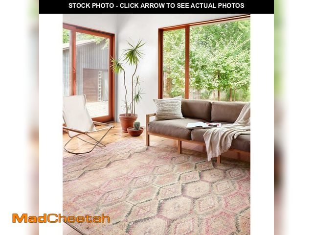 Lot 74-12633189 - Loloi Layla Collection LAY-17 Pink/Lagoon 3'-6" x 5'-6" .13" Thick Accent Rug, Soft, Durable, Vintag...