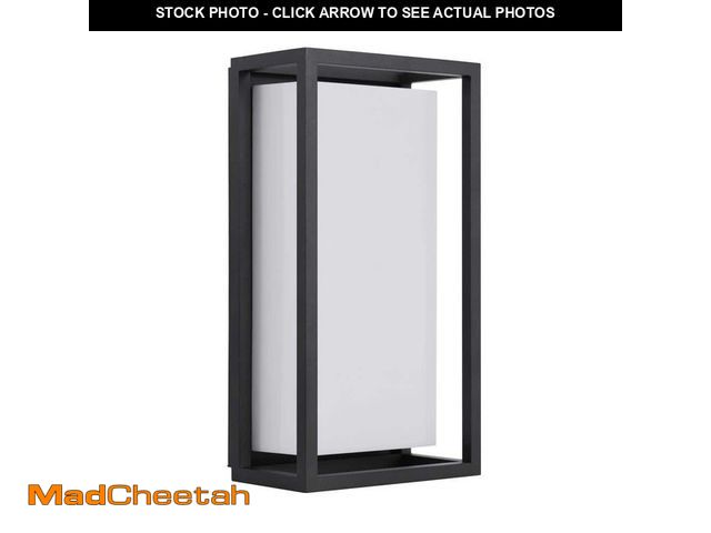 Lot 74-12803942 - Abbey 14 in. Modern 1-Light Sand Black LED Hardwired Outdoor Wall Light Lantern Sconce with Acrylic ...