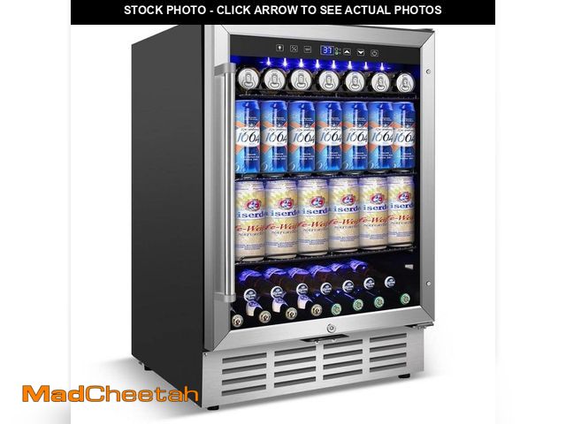 Lot 74-12545759 - Hooure 24 in. 4.9 cu. ft. Built-in/Freestanding Indoor/Outdoor Beverage Refrigerator for 186-Cans (G...