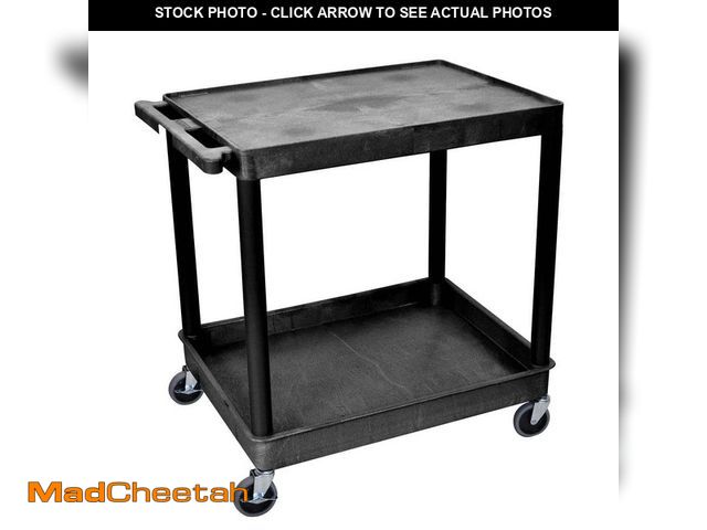 Lot 74-14280118 - Luxor TC 24 in. W x 32 in. D Large Flat Top and Tub Bottom Shelf Utility Cart Black - UNUSED