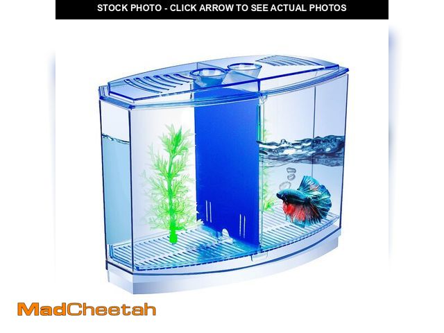 Lot 74-14211310 - Mini Fish Tank with Divider, Small Beta Fish Tank Shrimp Tank Small Aquarium, 2/5 Gallon Double-Comp...