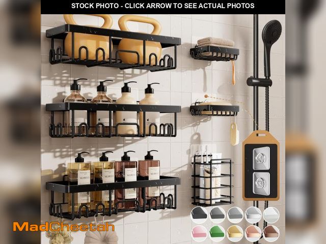 Lot 74-12122673 - Veken Rustproof &amp; Waterproof Shower Caddy 6-Pack, No Drilling Adhesive Shelves Rack with Soap Ho...