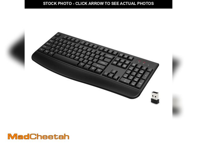Lot 74-14152032 - QUASIO Wireless Keyboard, 2.4G Full-Sized Ergonomic Wireless Computer Keyboard with Wrist Rest for W...