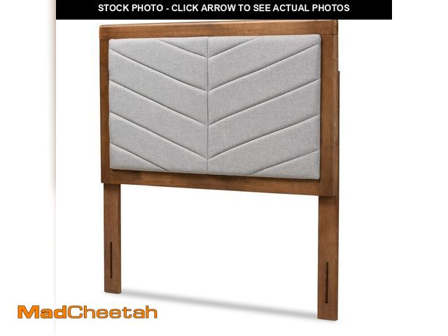 Lot 74-12785285 - Baxton Studio IDEN Modern and Contemporary Light Grey Fabric Upholstered and Walnut Brown Finished W...