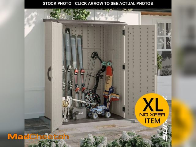 Lot 74-14439694 - 4 ft. 5 in. W x 2 ft. 7.5 in. D x 6 ft. H Large Plastic Resin Vertical Outdoor Storage Cabinet Shed ...