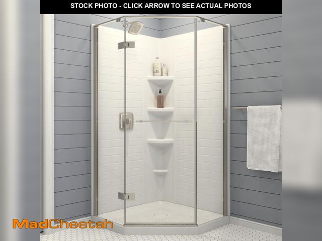 Lot 74-12133013 - American Standard Elevate Brushed Nickel 36-1/4-in to 36-5/8-in W x 74-in H Frameless Clear Glass Co...