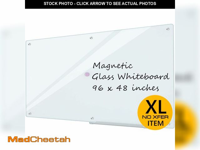 Lot 74-13580813 - Glass Whiteboard 8'x 4', Magnetic Dry Erase Board, 96" x 48" Large Framless Glass White Board for Wa...