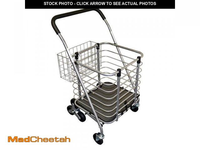 Lot 74-12532821 - Milwaukee 3-Wheel Steel Easy Climb Shopping Cart Design with Accessory Basket in Silver - USED