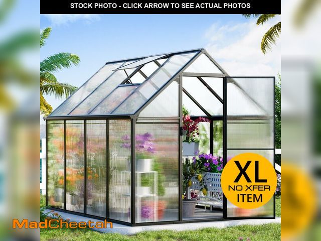 Lot 74-11742132 - (FRAME ONLY) Polycarbonate Greenhouse, 8.2x6.2 FT Easy Assembly Aluminum Heavy Duty Greenhouses for ...