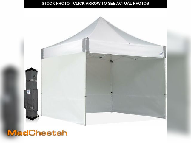 Lot 74-13075573 - E-Z UP ES100S Instant Commercial Pop Up Canopy Tent, 10' x 10' with 3 Sidewalls, 1 Mid-Zip Sidewall ...