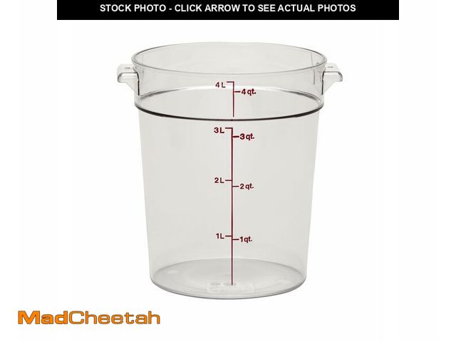 Lot 74-13622973 - Cambro Food Storage Container - Round Series - 4 QT (Quart) - Commercial Grade for Food Prep (Clear)...