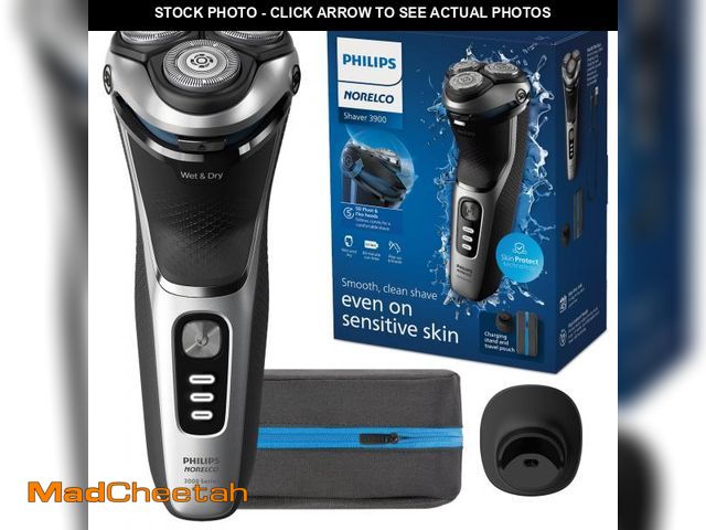 Lot 74-11555203 - Philips Norelco Shaver 3900 Series, Wet and Dry Electric Shaver, P-Cap, Travel Pouch, Charging Stand...