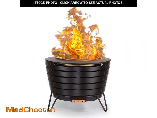 Lot 74-14280455 - TIKI Smokeless 25 in. Patio Fire Pit Black Metal - UNUSED