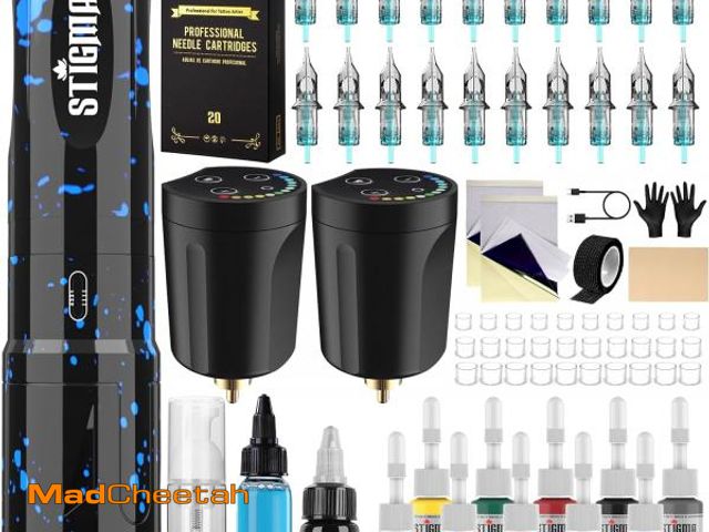 Lot 74-12538172 - STIGMA Wireless Tattoo Gun Kit Complete Tattoo Kit Tattoo Rotary Pen Set with 2Pcs Tattoo Battery 20...