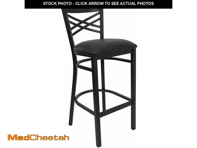 Lot 74-14305562 - Flash Furniture HERCULES Series Black ''X'' Back Metal Restaurant Barstool - Black Vinyl Seat - UNUS...