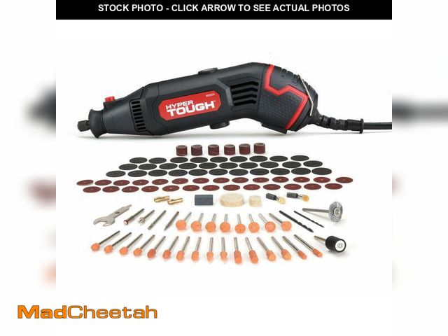 Lot 74-12686682 - (MISSING ALL ACCESSORIES) Hyper Tough 1.5 AMP Corded Rotary Tool with 105 Accessories, 120V Variable...