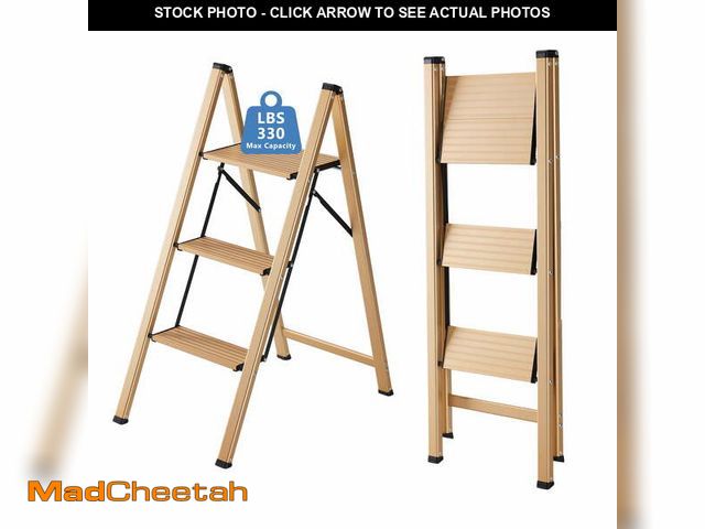 Lot 74-14259564 - CONCETTA Aluminum alloy 3 Step Ladder, Folding Step Stool with Anti-Slip Pedal, Lightweight Portable...