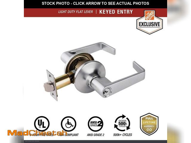 Lot 74-13771513 - Universal Hardware Light Duty Commercial Entry Lever ADA, UL 3-Hour Fire, ANSI Grade 2, Satin Chrome...