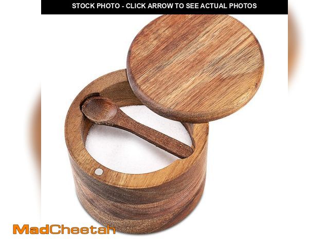 Lot 74-14271619 - RAETTER.LY Acacia Wood Salt and Pepper Bowl, Nature Wood Salt Cellar and Spices Storage Box With Bui...