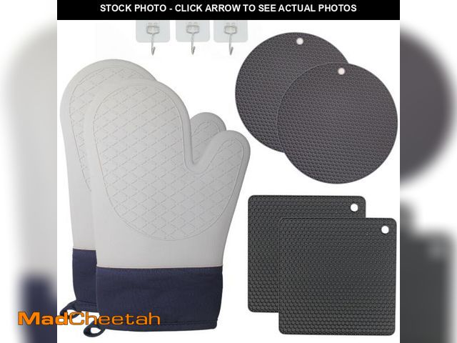 Lot 74-12351935 - Silicone Oven Mitts, Potholders, Trivets for Hot Dishes, Hooks, 9 Pcs Set: Oven Mitts and Pot Holder...