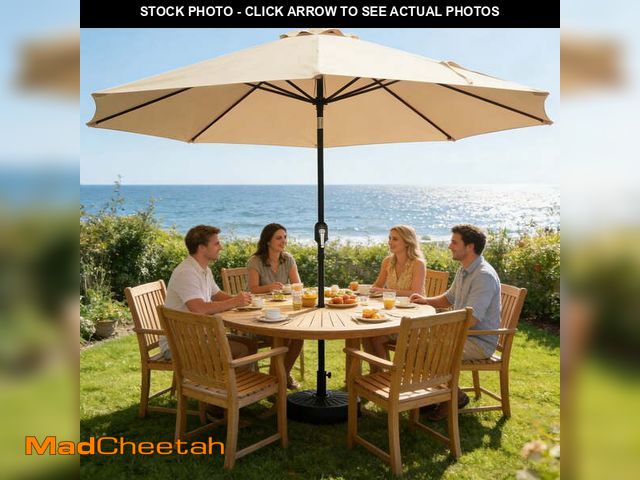 Lot 74-14355142 - WLLJOY 9FT Outdoor Patio Umbrella Table Market Umbrella with Push Button Tilt/Crank, UV Protection W...
