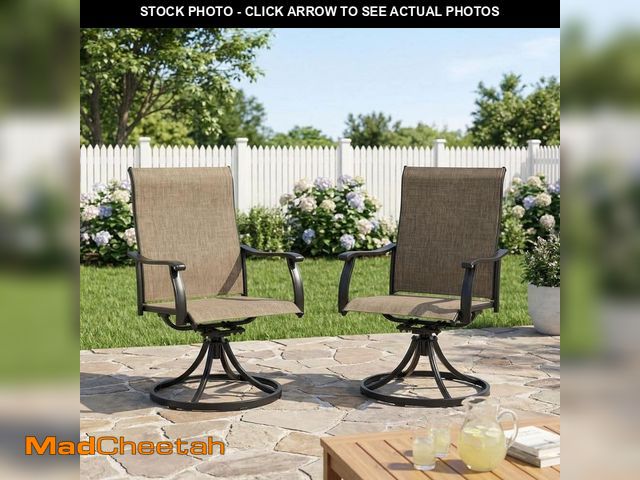 Lot 74-14376602 - Sour citrus 2-Piece Swivel Textilene Metal Outdoor Patio Dining Chairs - UNUSED
