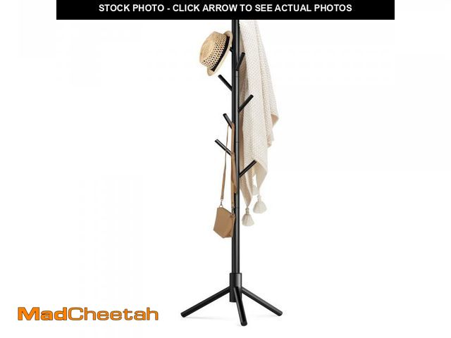 Lot 74-12436834 - Haddockway Wooden Coat Rack Stand with 8 Hooks New Zealand Pine 3 Adjustable Coat Standing Tree Easy...