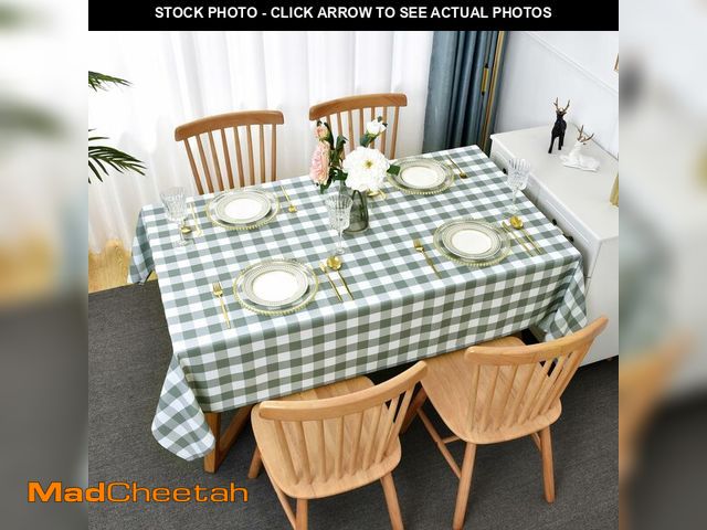 Lot 74-14266820 - Essifunia Classic Gingham Buffalo Tablecloth Fabric - Oblong 58x144 Inch Water Proof Checkered Table...